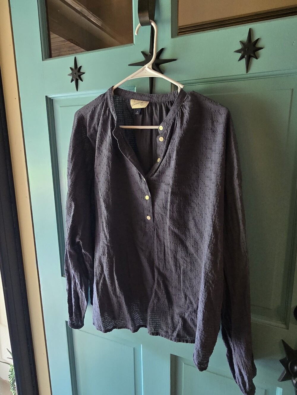 Universal Thread Navy Textured Button-Front Tunic